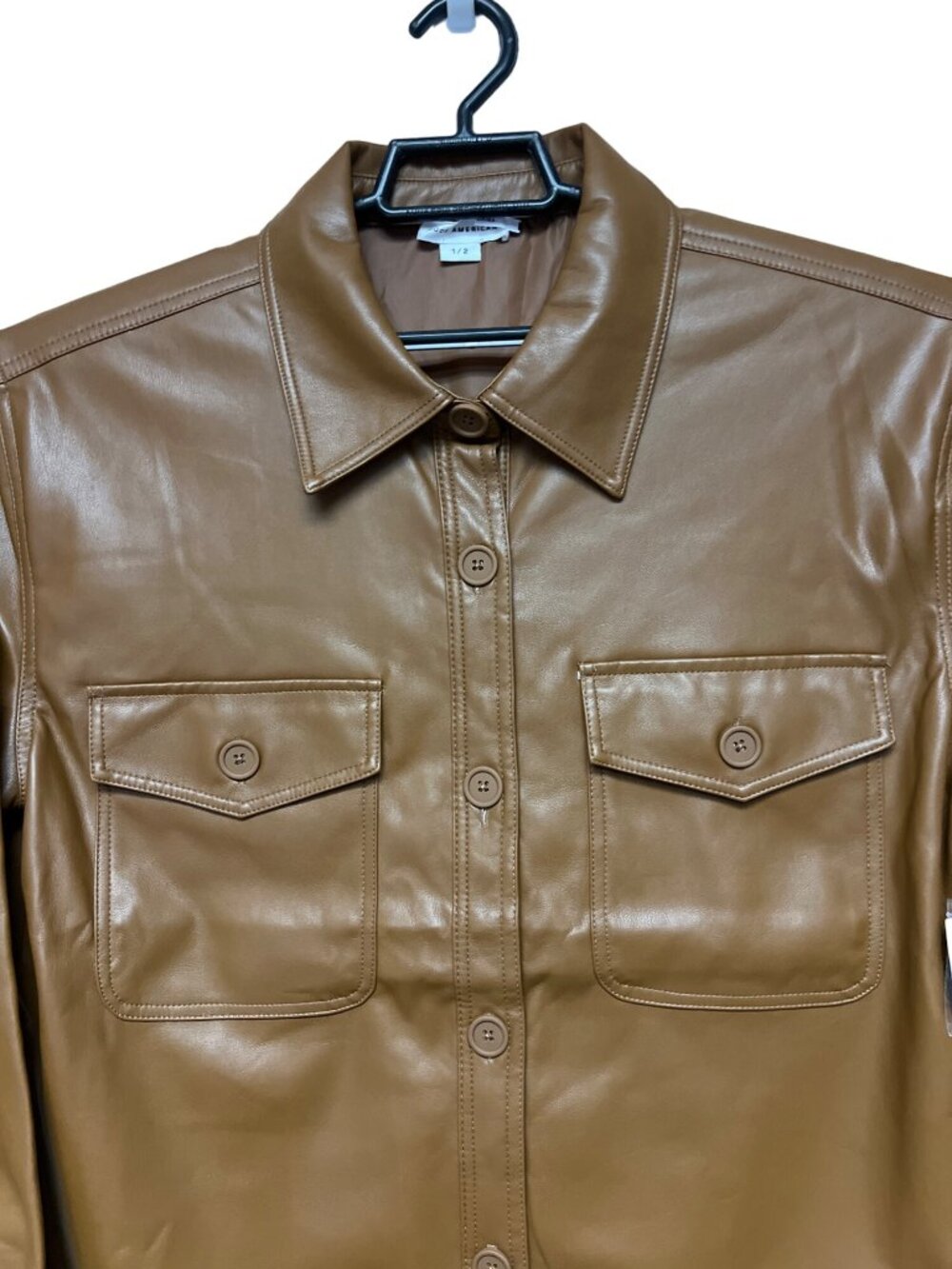 Good American Better Than Leather Shacket S/M Burnt Caramel Faux Leather NWT - Picture 3 of 11